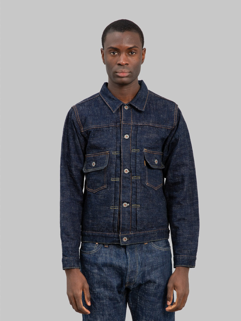graph zero 15oz slub yarn type 2 denim jacket buttoned