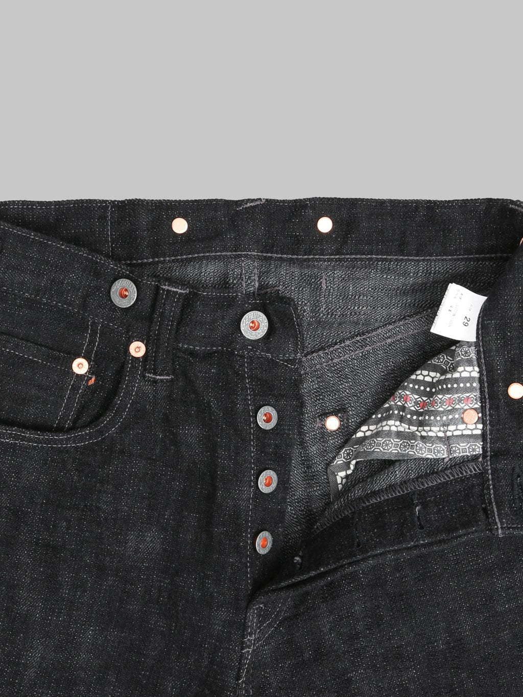 Graph Zero 15oz Skein Dyeing Heritage Regular Straight Jeans Black interior fabric