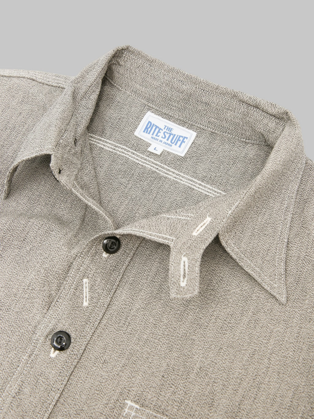 The Rite Stuff Railhead Engineer Selvedge Salt & Pepper Work Shirt Iron Grey