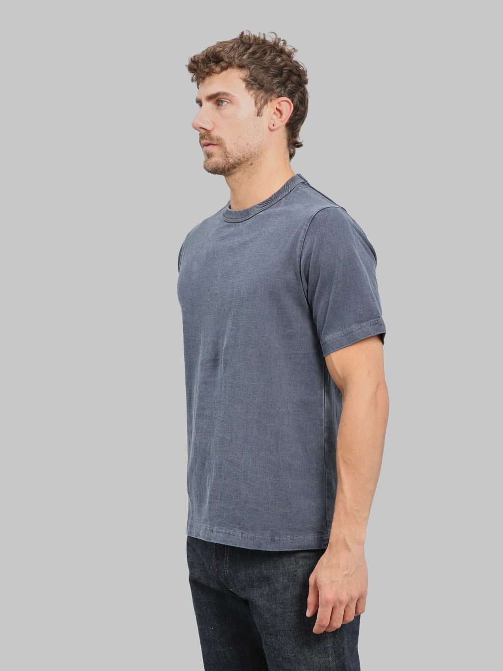 Jackman Lead-Off Pigment-Dye T-Shirt Fade Navy