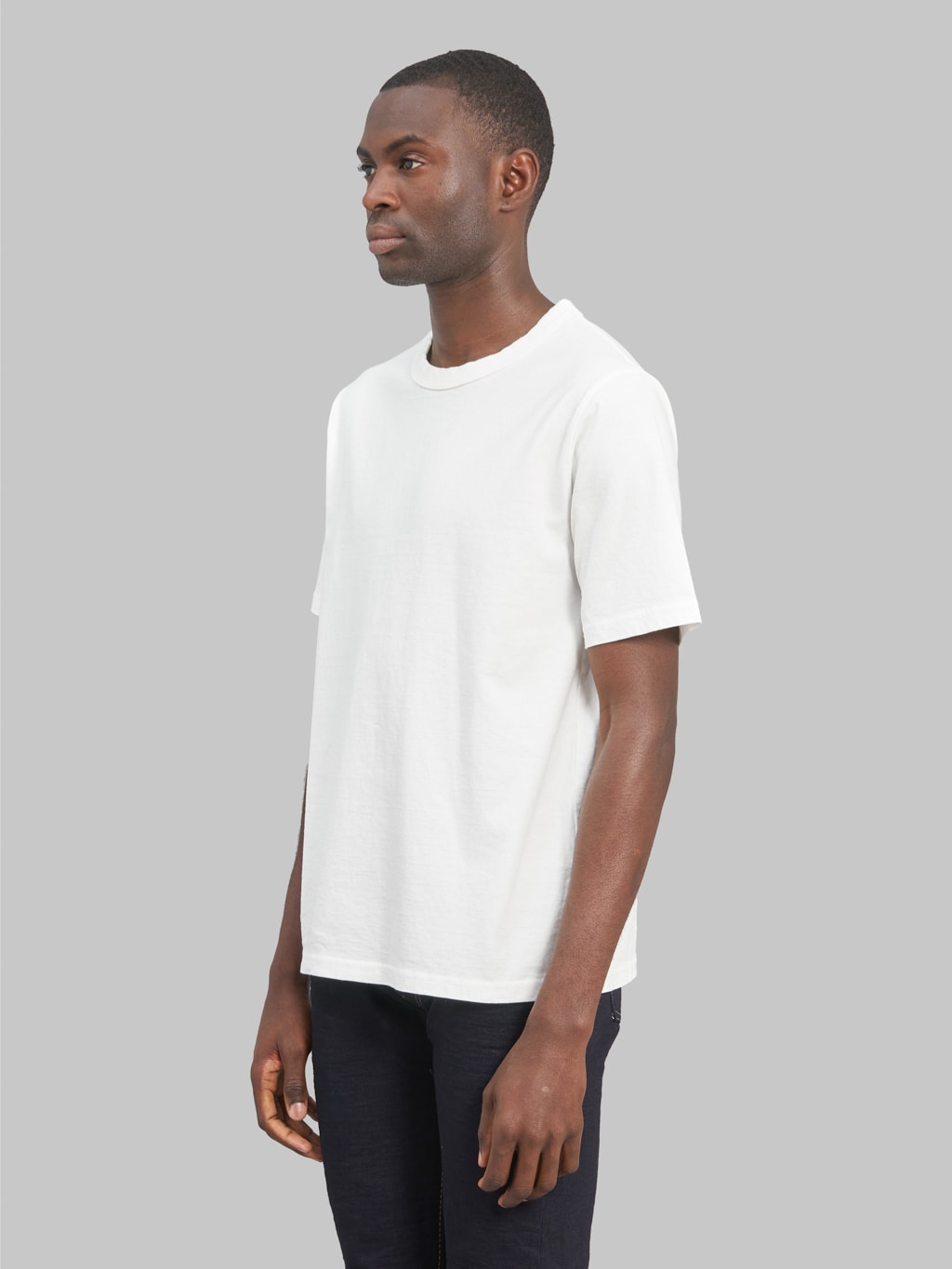 jackman lead off tshirt white model side fit