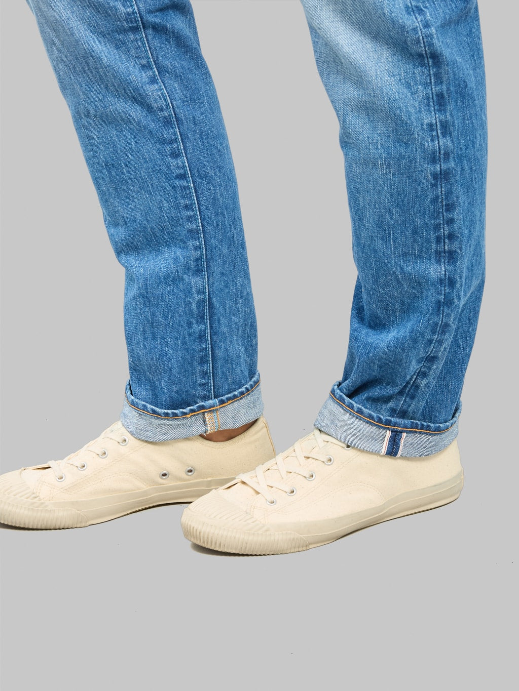 Japan Blue J301-MID 14.8oz US Cotton Stonewashed Circle Straight Jeans Middle Indigo