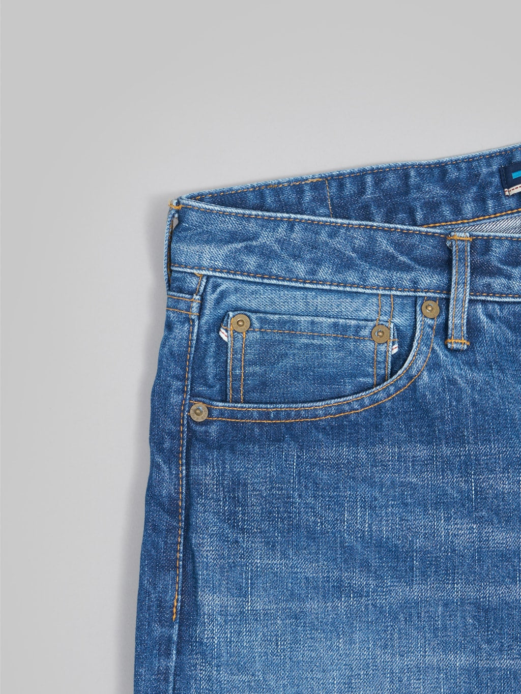 Japan Blue J301-MID 14.8oz US Cotton Stonewashed Circle Straight Jeans Middle Indigo