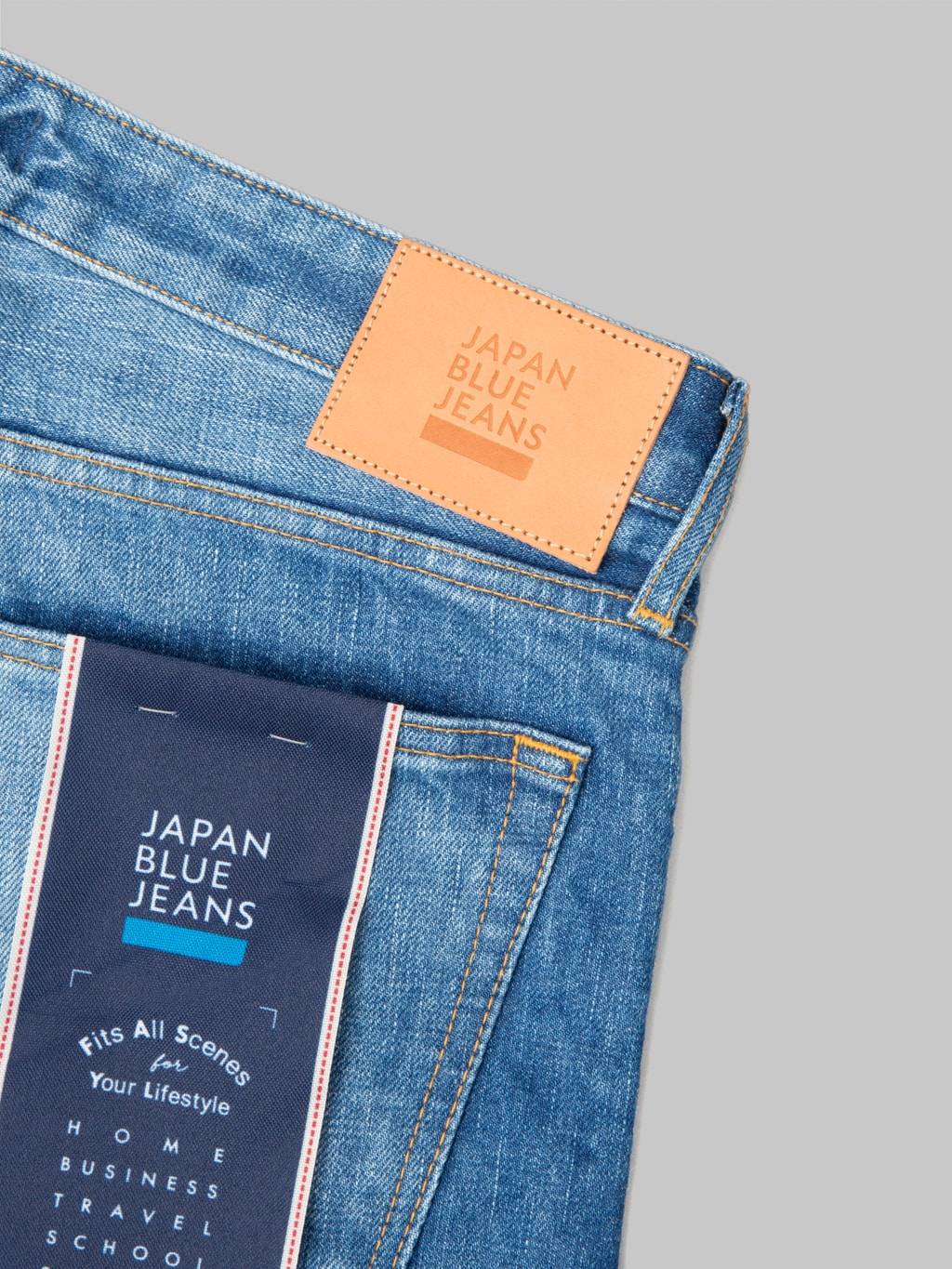 Japan Blue J301-MID 14.8oz US Cotton Stonewashed Circle Straight Jeans Middle Indigo