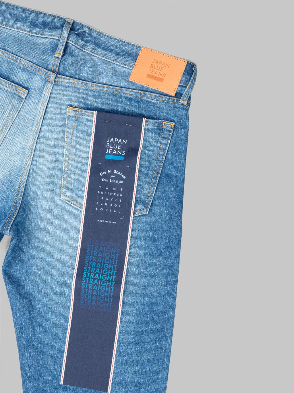 Japan Blue J301-MID 14.8oz US Cotton Stonewashed Circle Straight Jeans Middle Indigo