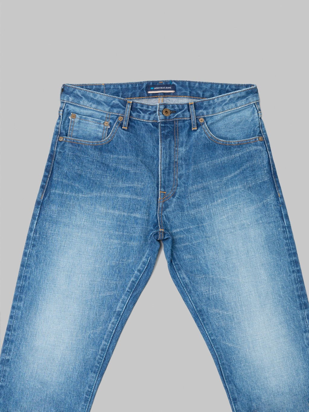 Japan Blue J301-MID 14.8oz US Cotton Stonewashed Circle Straight Jeans Middle Indigo