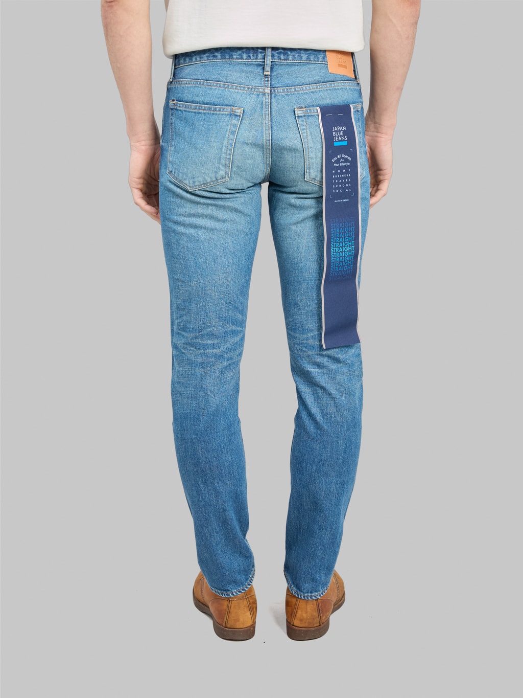 Japan Blue J304MID Africa Cotton Stonewashed Straight Jeans Middle Indigo back fit