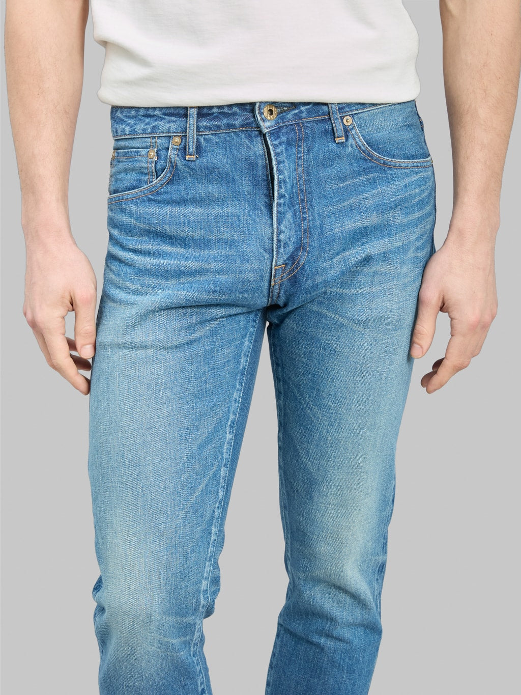 Japan Blue J304MID Africa Cotton Stonewashed Straight Jeans Middle Indigo waist