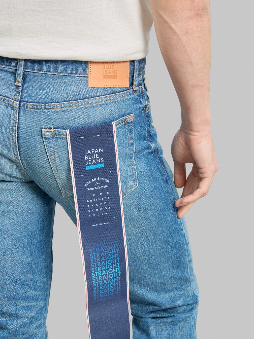 Japan Blue J304MID Africa Cotton Stonewashed Straight Jeans Middle Indigo back pocket