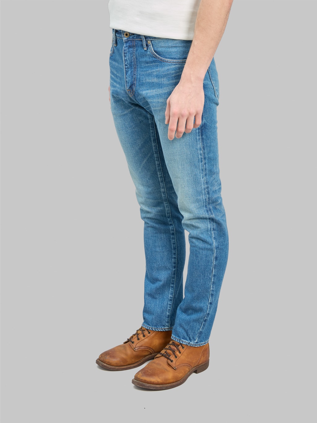 Japan Blue J304MID Africa Cotton Stonewashed Straight Jeans Middle Indigo side fit