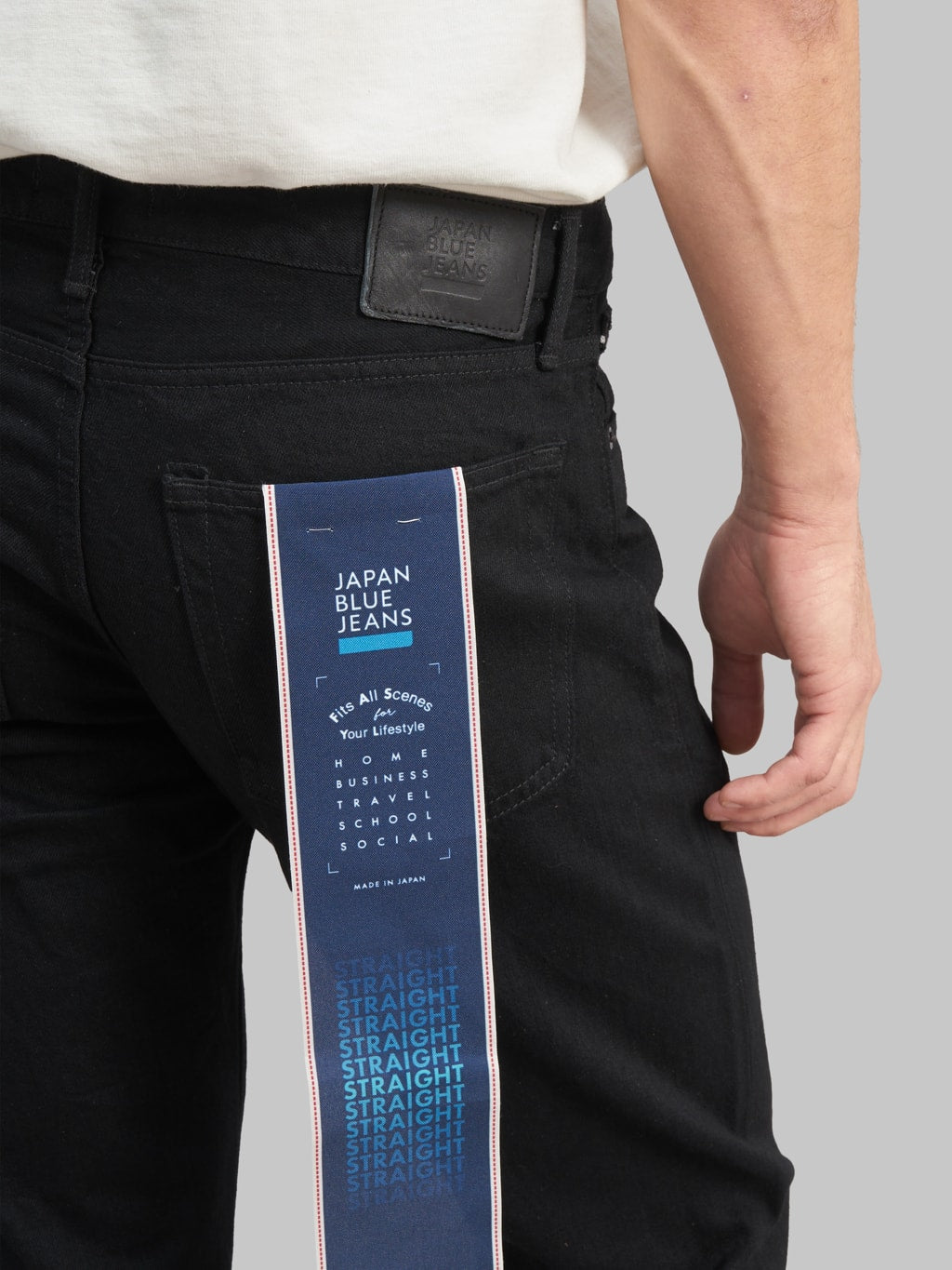 japan blue j314 us cotton circle straight black selvedge jeans back pocket