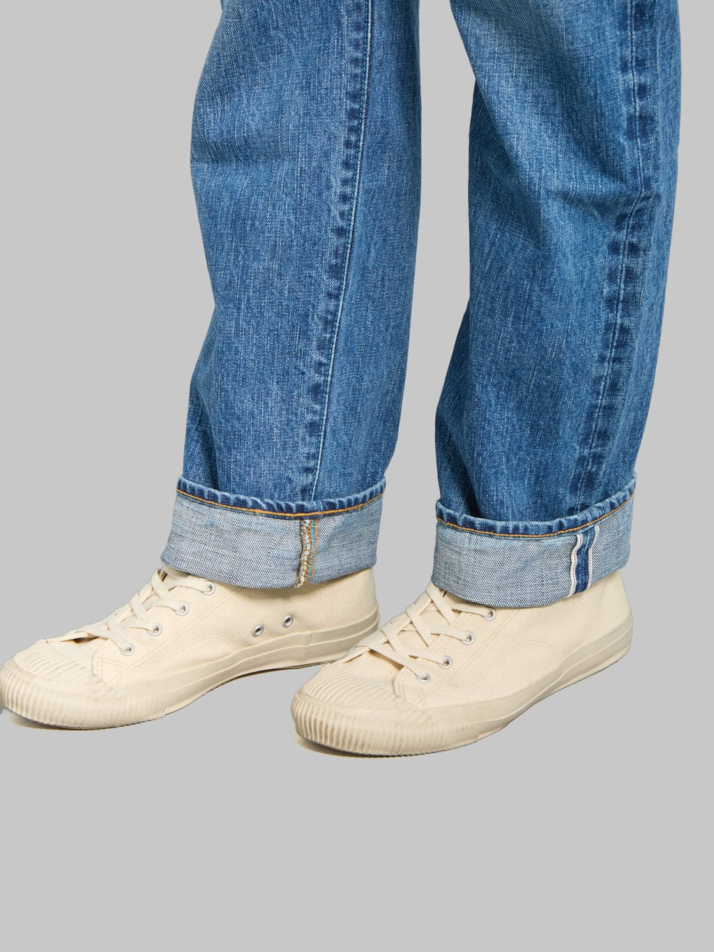 Japan Blue J401-MID 14.8oz US Cotton Stonewashed Circle Classic Straight Jeans Middle Indigo