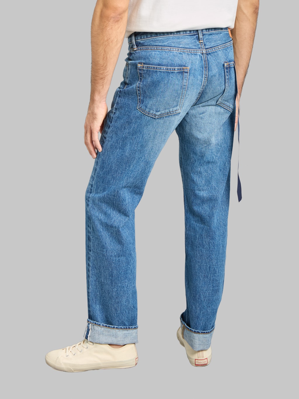 Japan Blue J401-MID 14.8oz US Cotton Stonewashed Circle Classic Straight Jeans Middle Indigo