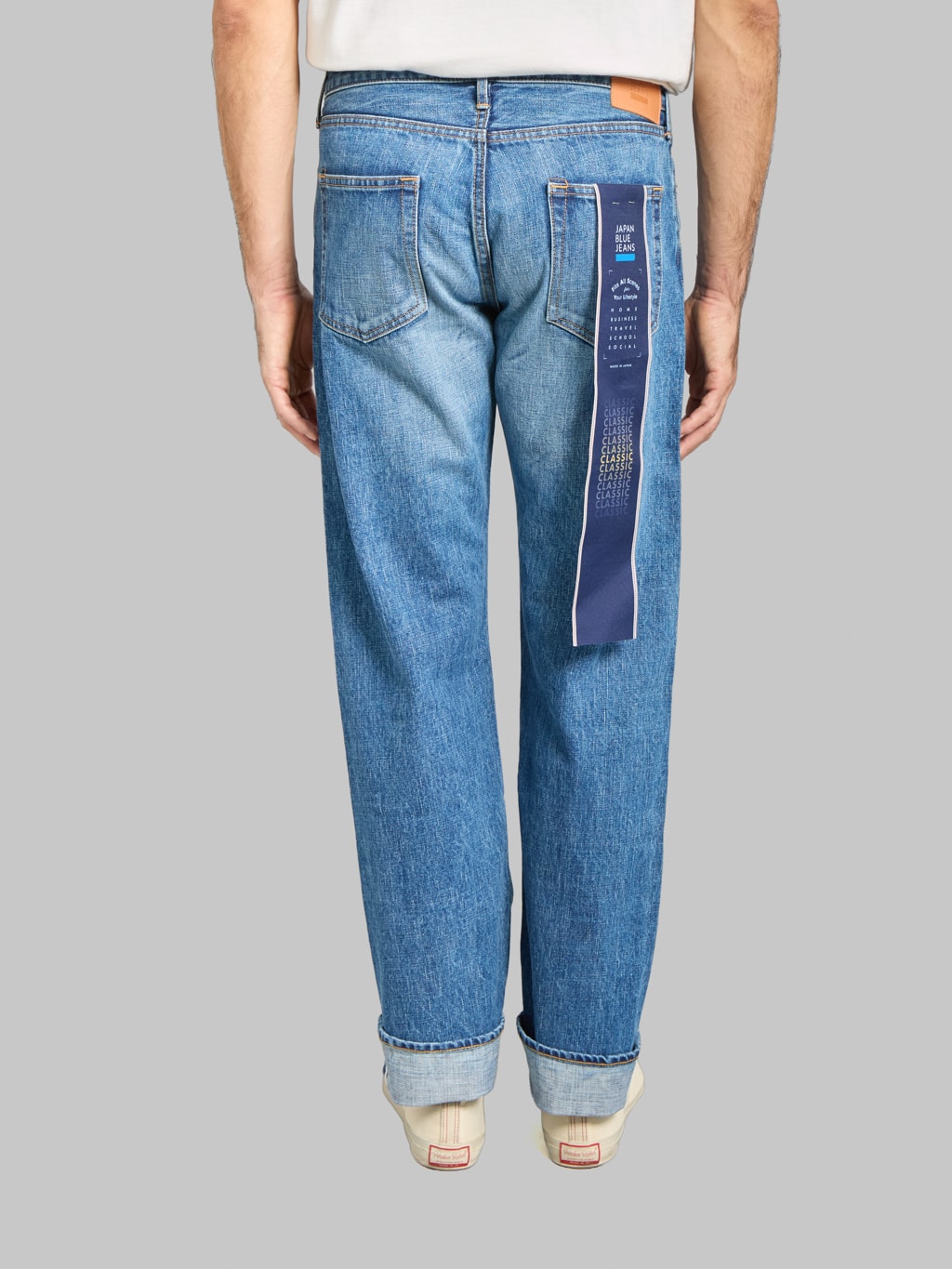 Japan Blue J401-MID 14.8oz US Cotton Stonewashed Circle Classic Straight Jeans Middle Indigo