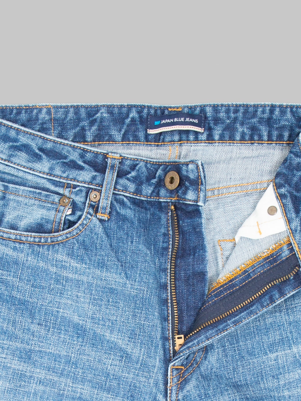 Japan Blue J401-MID 14.8oz US Cotton Stonewashed Circle Classic Straight Jeans Middle Indigo