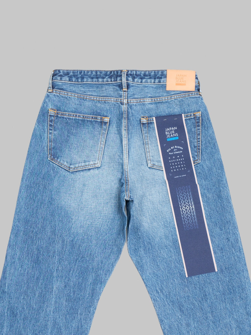 Japan Blue J501-MID 14.8oz US Cotton Stonewashed Circle Loose Straight Jeans Middle Indigo