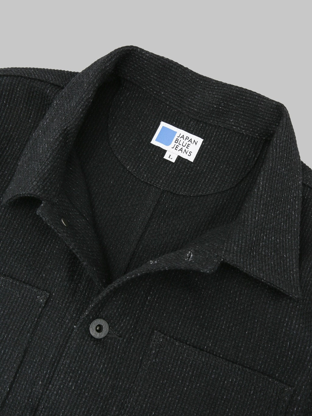 Japan Blue Sashiko Coverall Black collar button