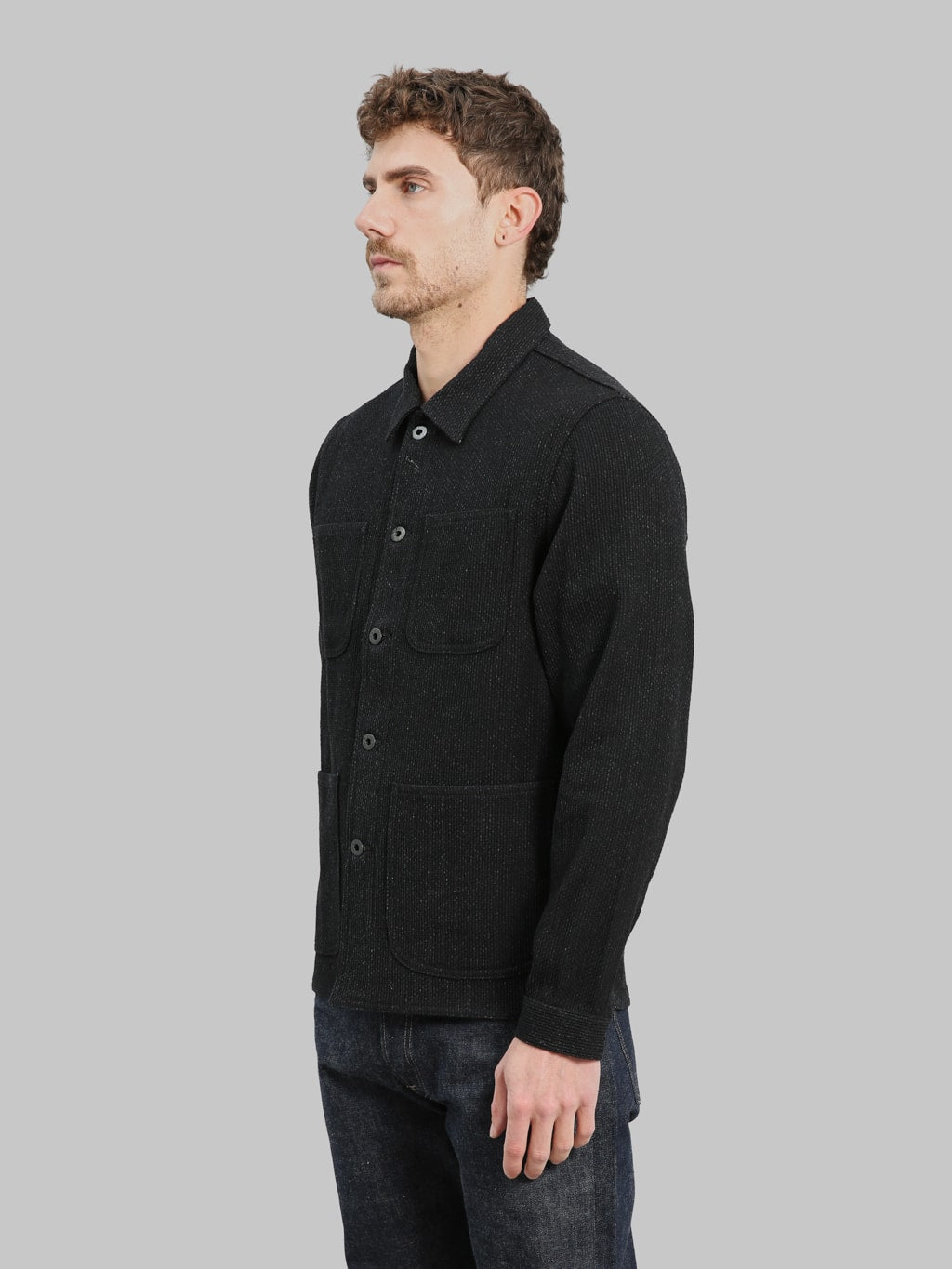 Japan Blue Sashiko Coverall Black side