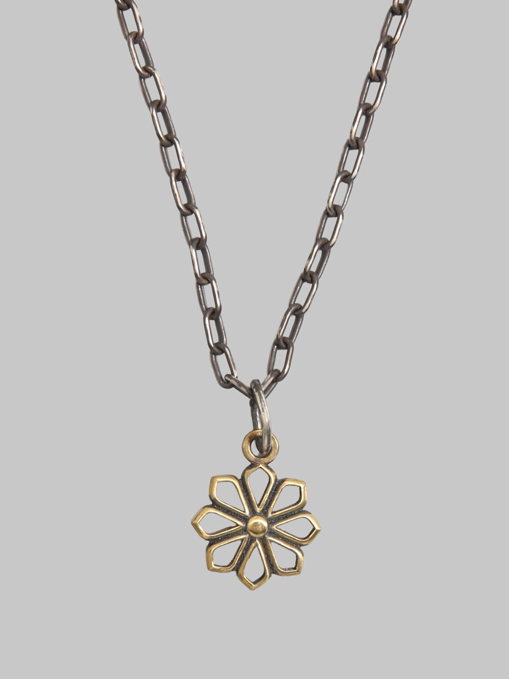 Kobashi 8 Petals Yatsu Giku Sukashi Kikumon Charm Medium Brass front