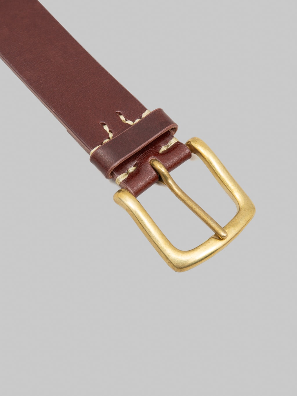 Kobashi Studio Hand Stitched Belt Kihon Buckle Brown brass