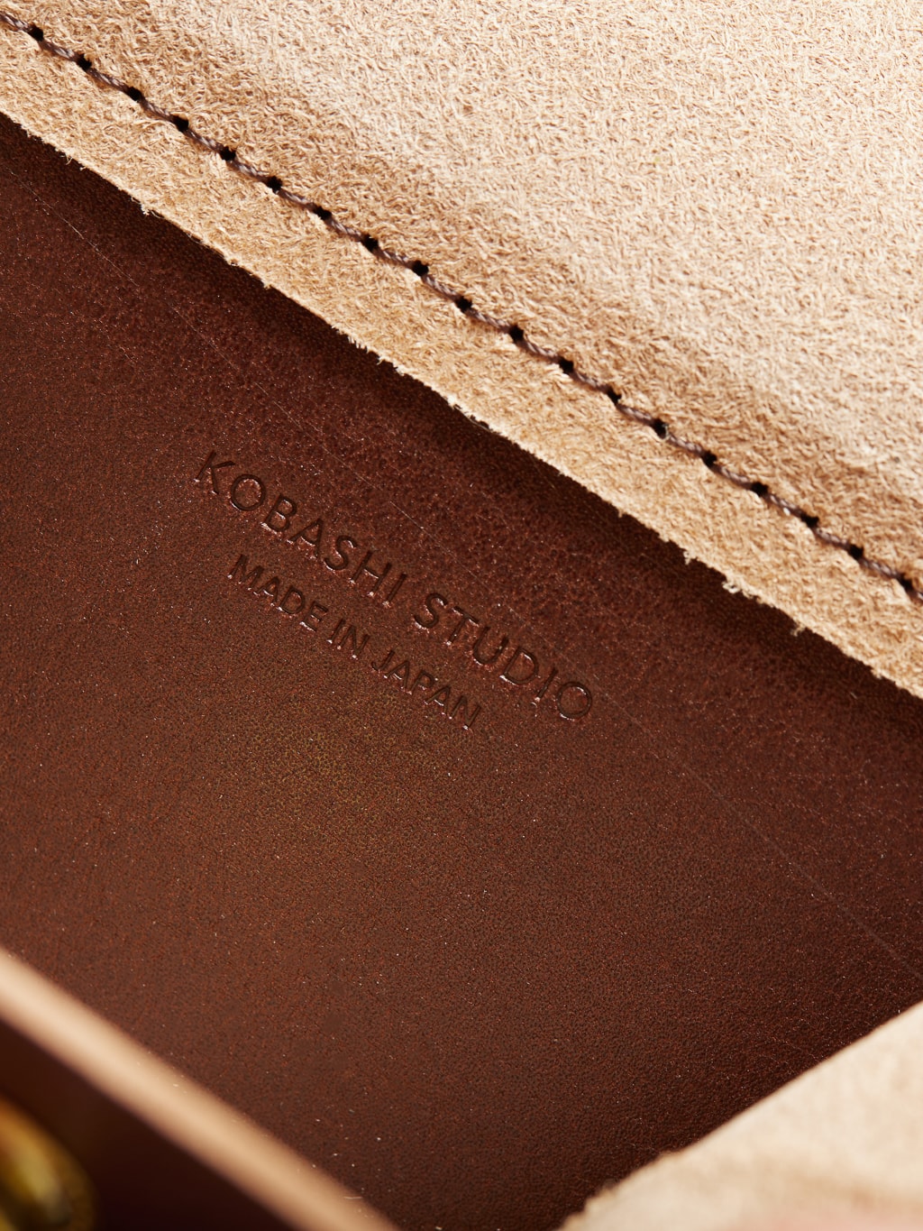 Kobashi Studio Leather Card Case brown interior fabric