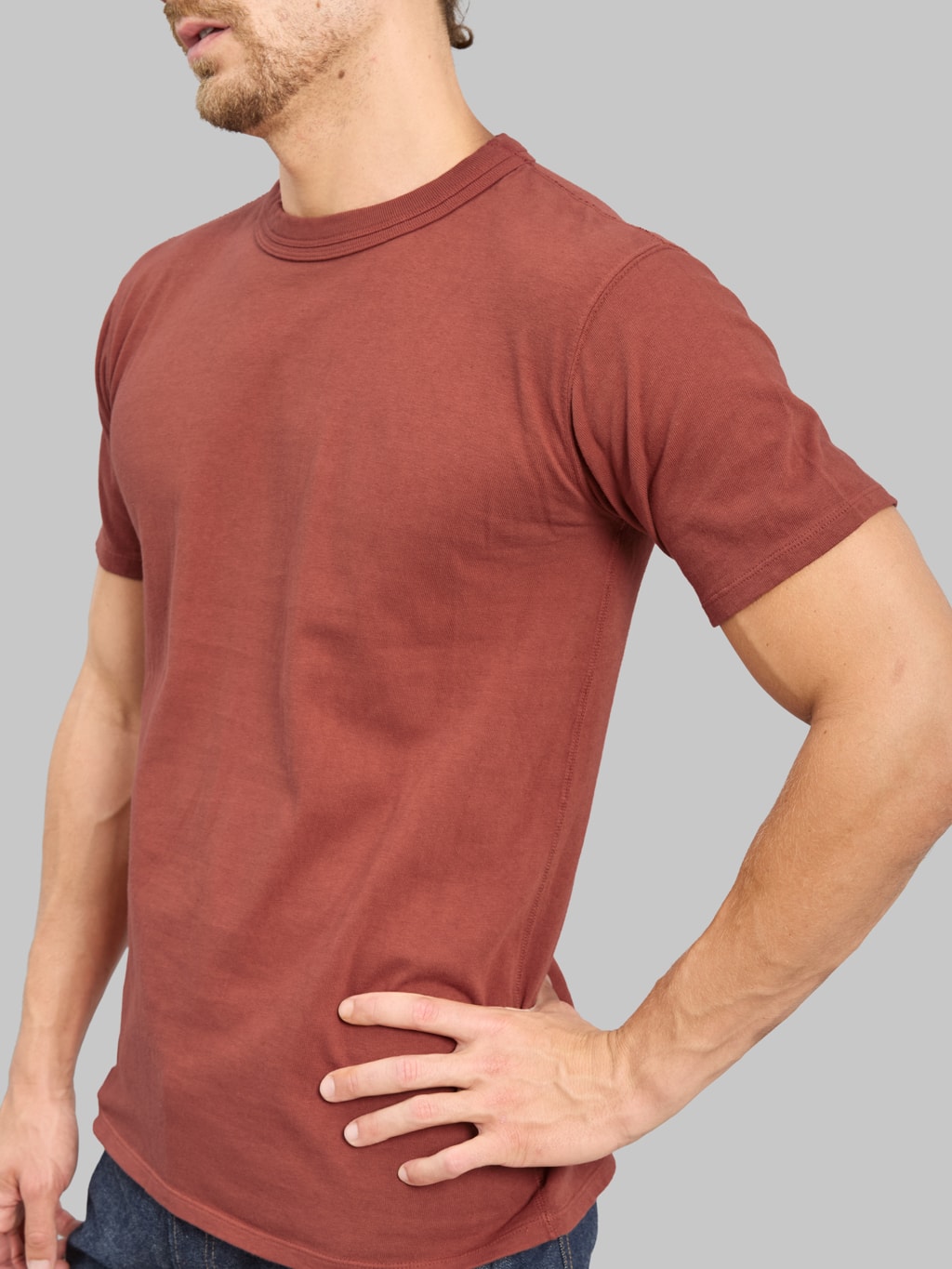 Loop & Weft Loopwheeled Double Binder Crewneck T-Shirt Burgundy