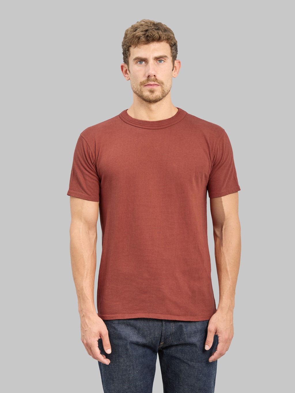 Loop & Weft Loopwheeled Double Binder Crewneck T-Shirt Burgundy