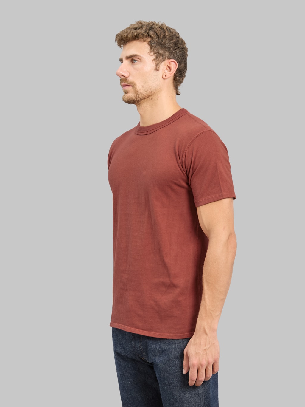 Loop & Weft Loopwheeled Double Binder Crewneck T-Shirt Burgundy