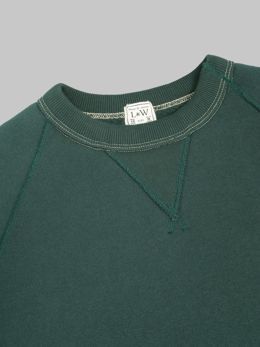 Loop & Weft Super Fluffy Knit Raglan V-Gusset Crewneck Sweatshirt Vintage Forest Green
