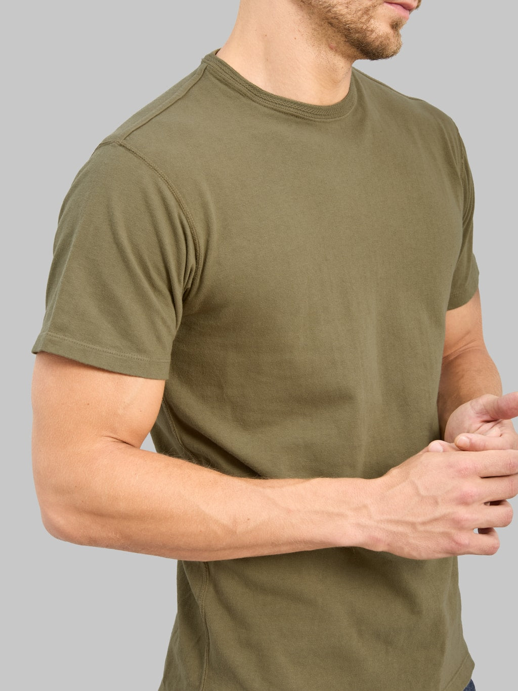 Loop & Weft Loopwheeled Shoulder Taped Crewneck T-Shirt Army Olive