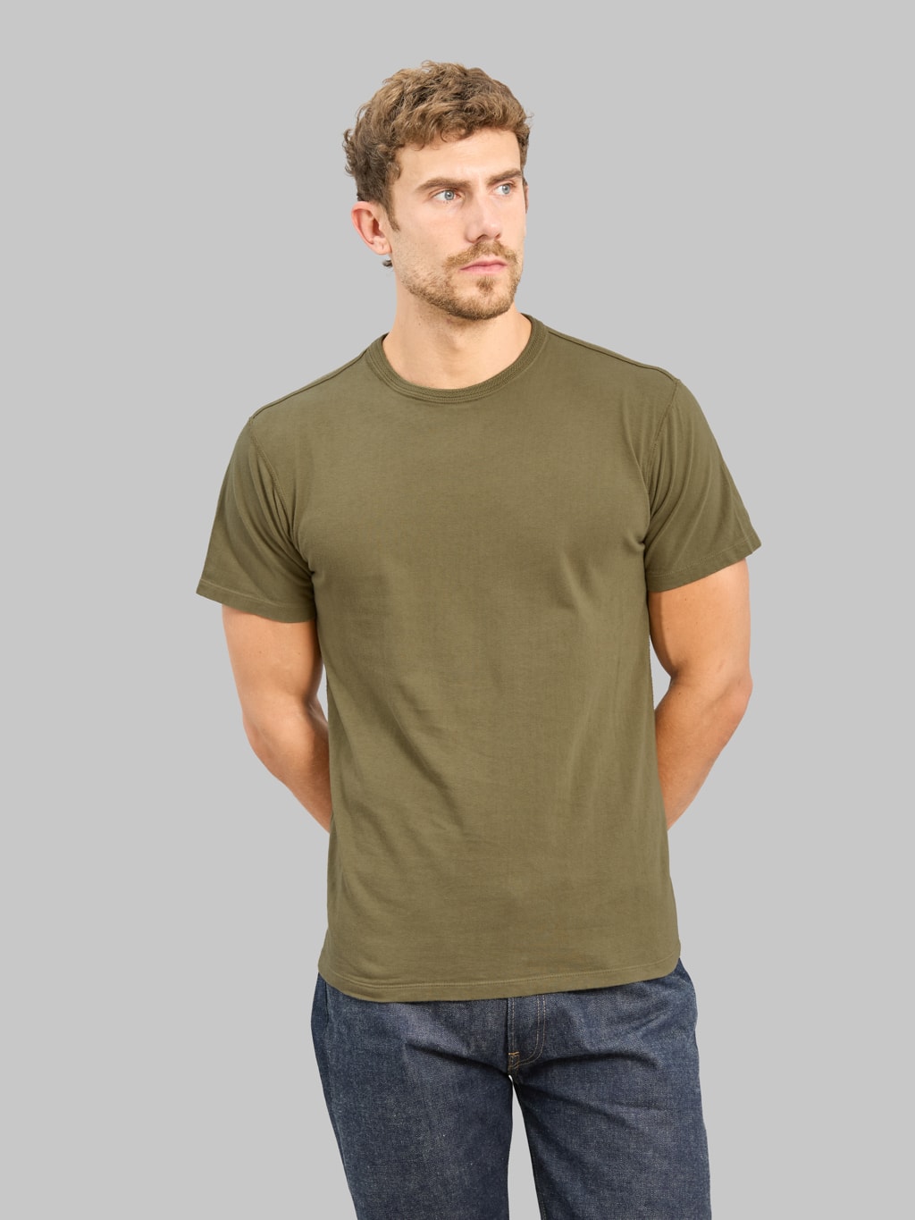 Loop & Weft Loopwheeled Shoulder Taped Crewneck T-Shirt Army Olive