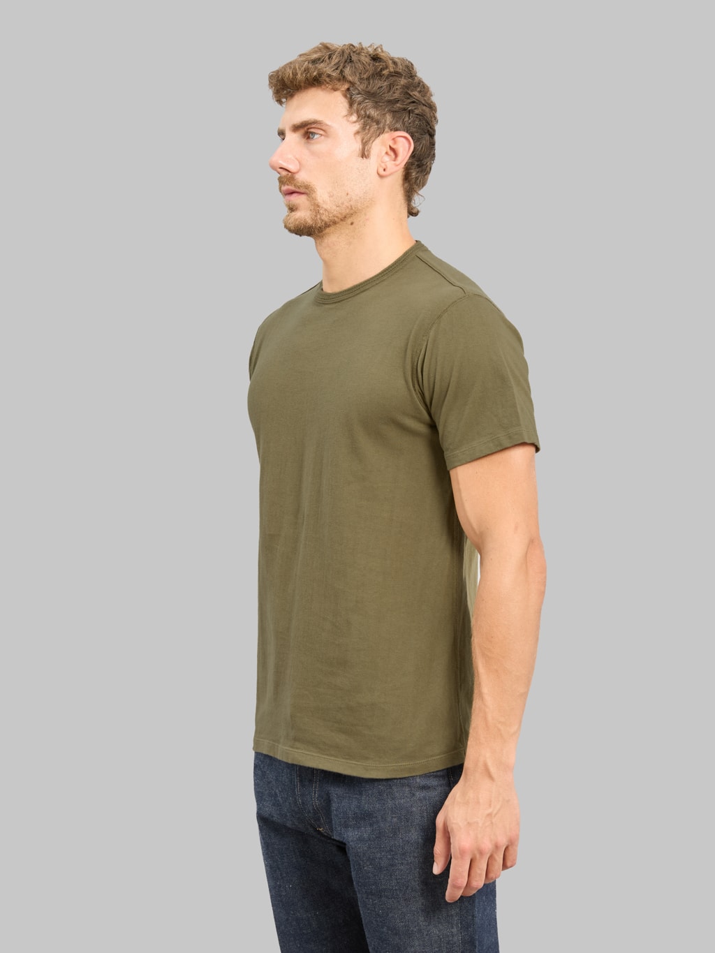 Loop & Weft Loopwheeled Shoulder Taped Crewneck T-Shirt Army Olive