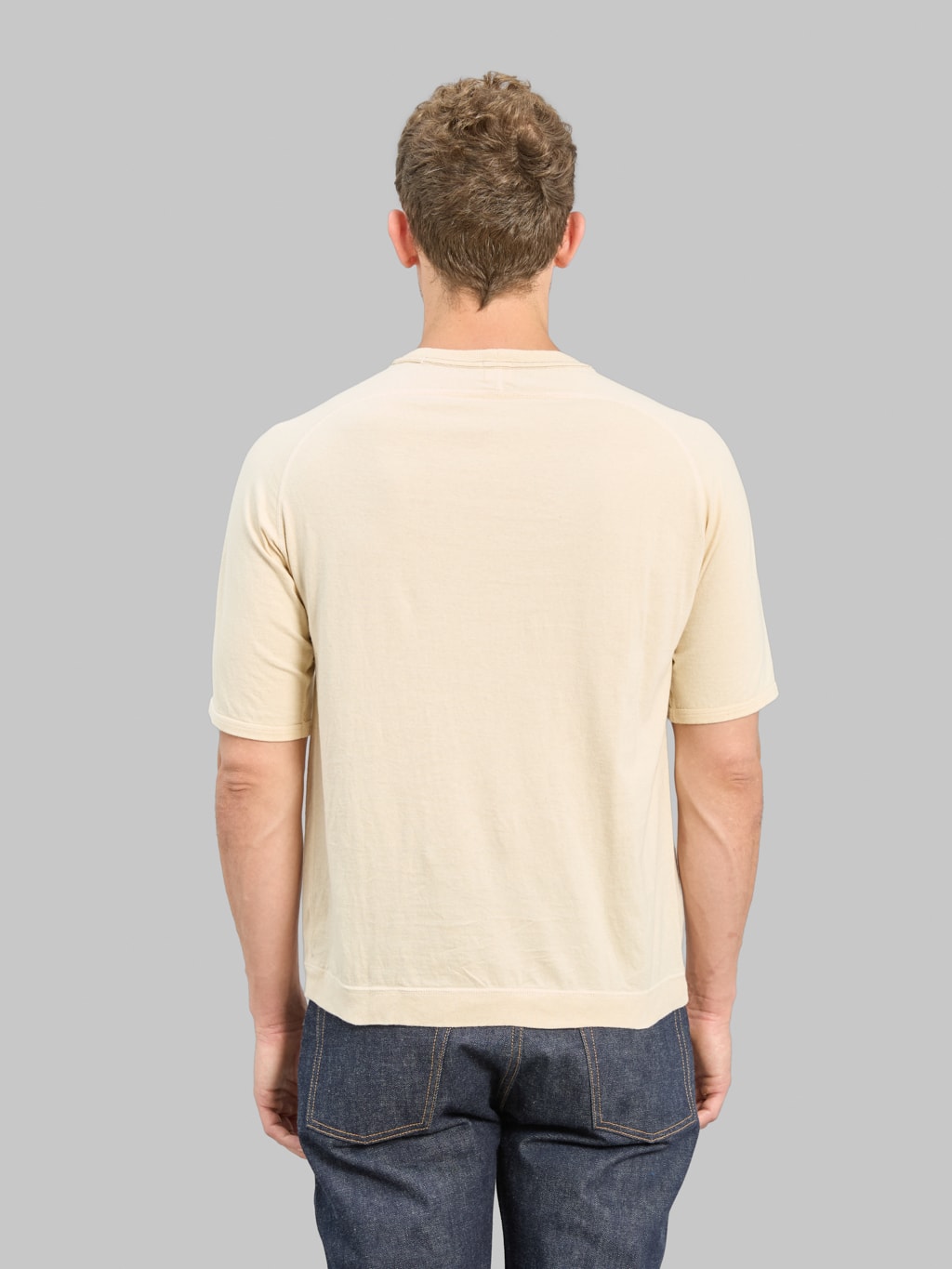 Loop & Weft Supima Cotton Freedom Sleeve Crewneck T-Shirt Old Ivory