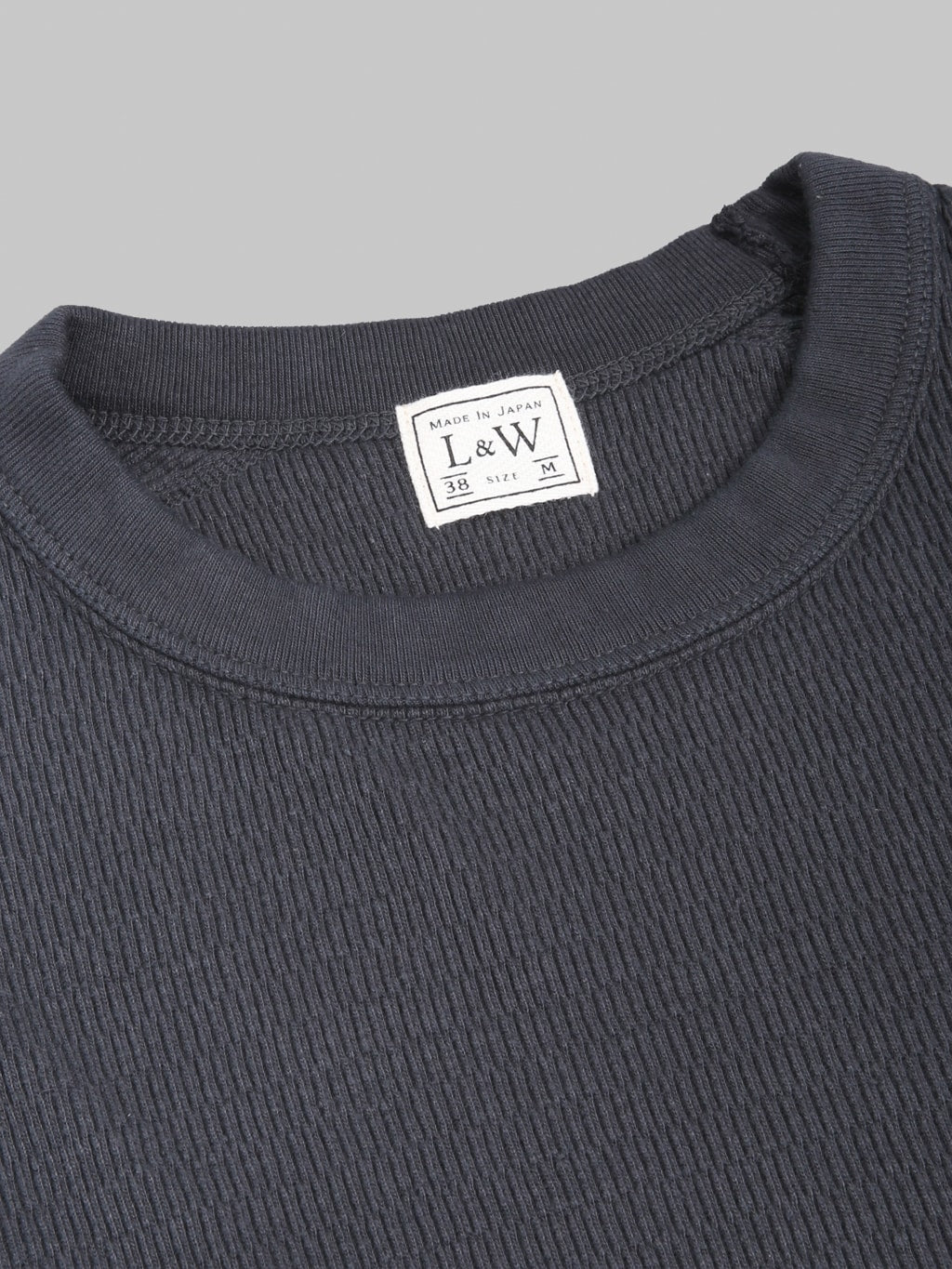 Loop & Weft Supima Long Honeycomb Knit Crewneck Thermal Antique Black