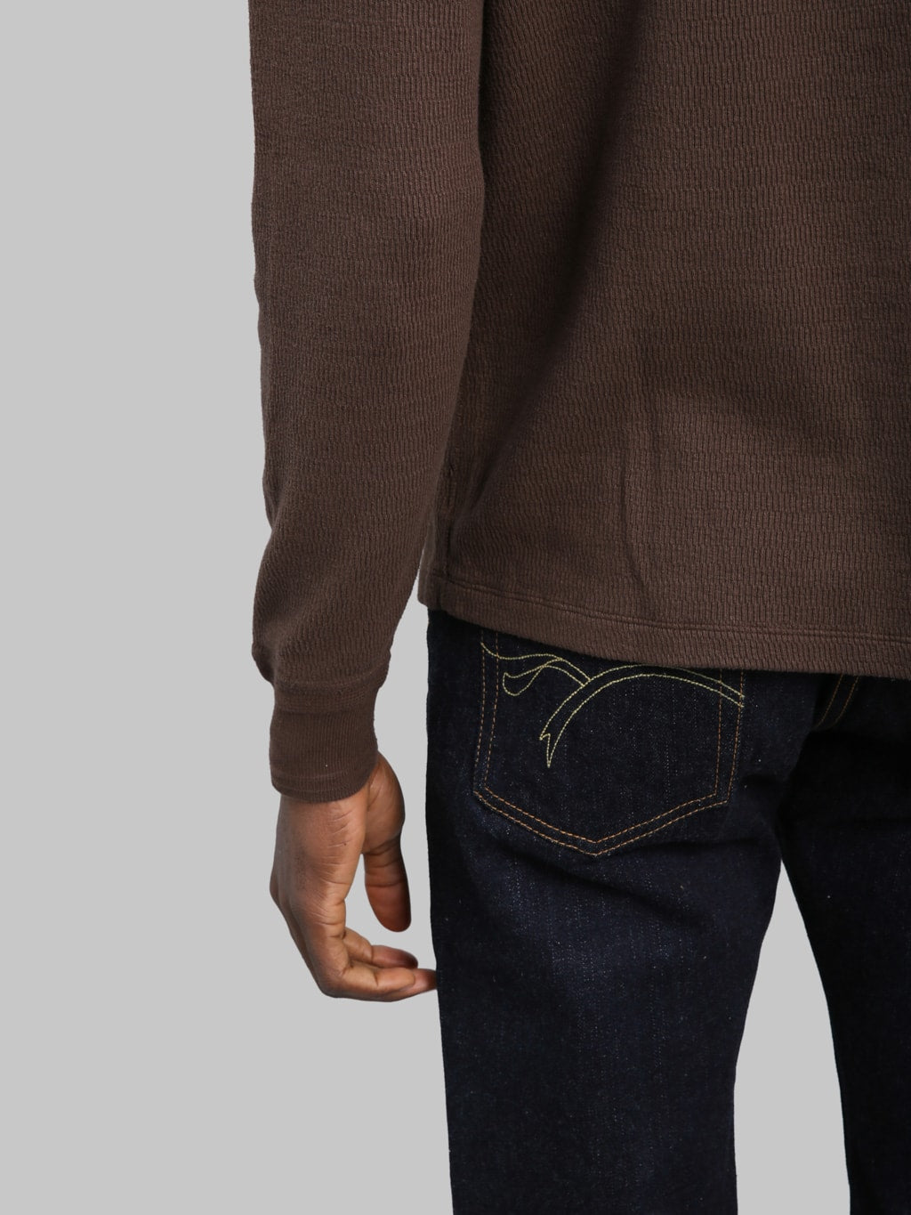 Loop & Weft Supima Long Honeycomb Knit Crewneck Thermal Oak Brown