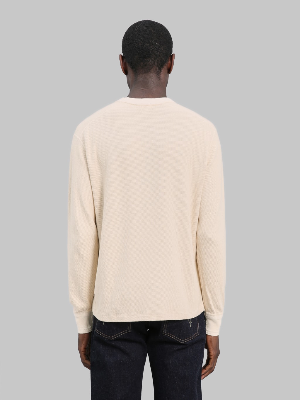 Loop & Weft Supima Long Honeycomb Knit Crewneck Thermal Vintage Ivory
