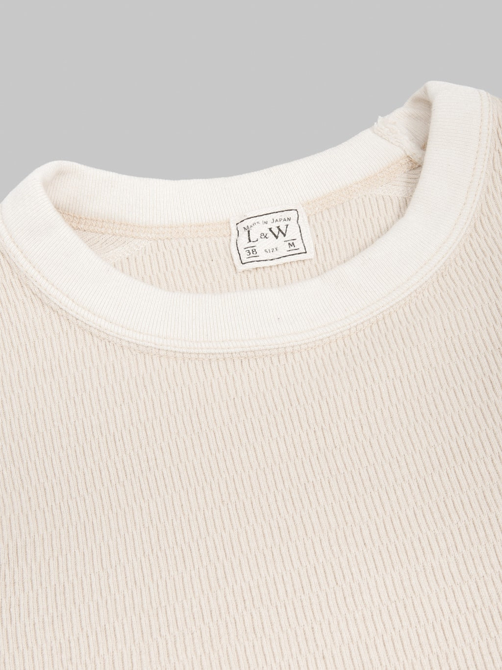 Loop & Weft Supima Long Honeycomb Knit Crewneck Thermal Vintage Ivory