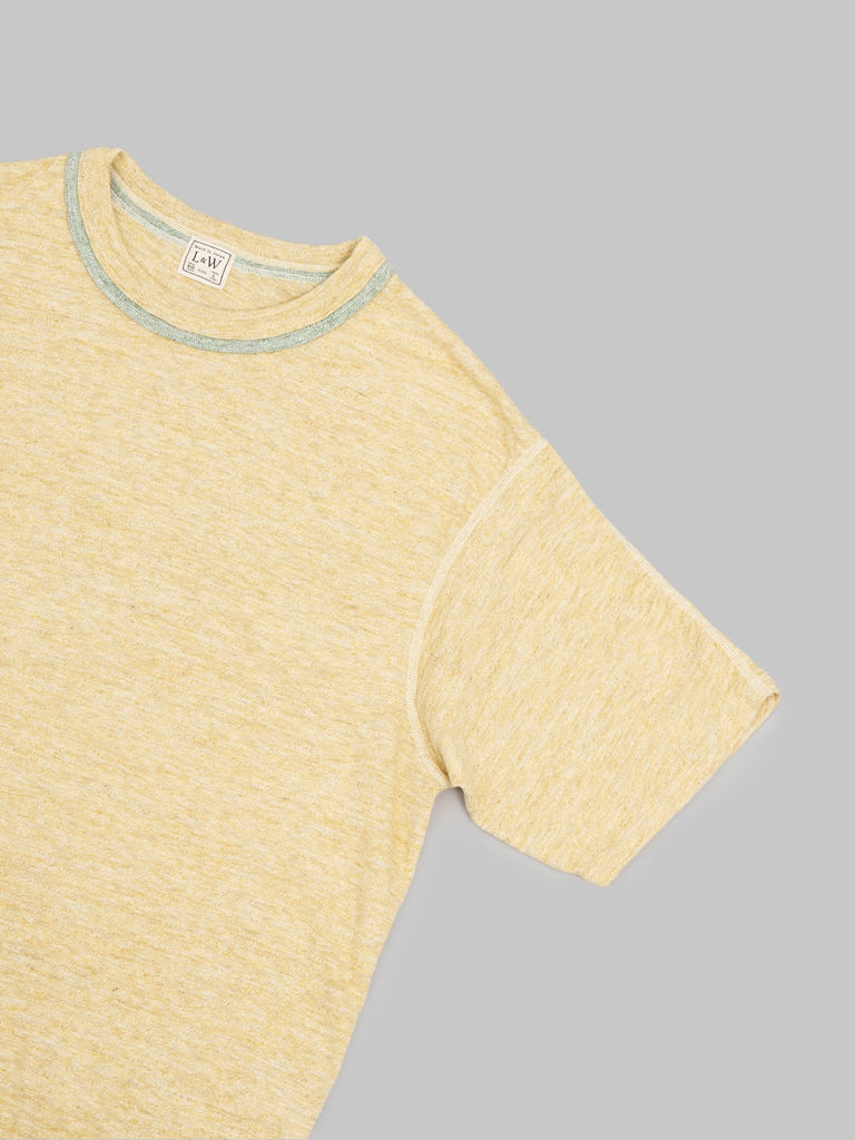 loop and weft double binder neck heather slub knit tshirt mustard sleeve