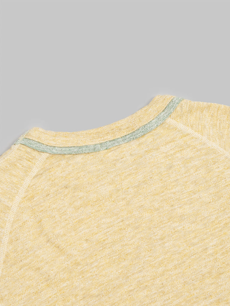 loop and weft double binder neck heather slub knit tshirt mustard stitching