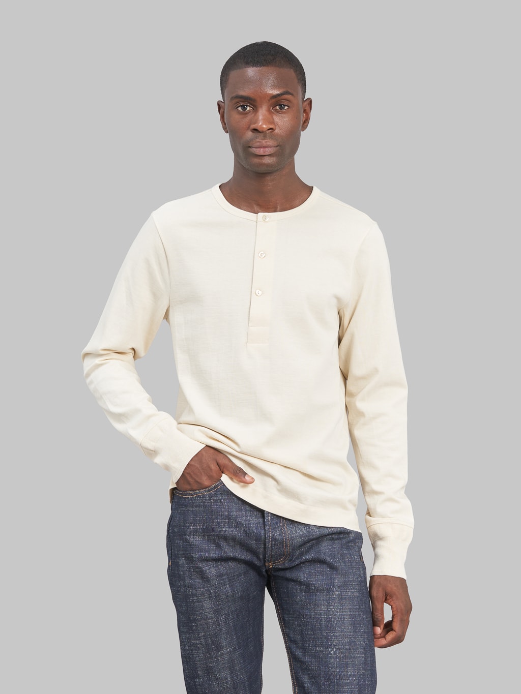 Merz b. Schwanen - 206 Long Sleeve Henley - White – Withered Fig