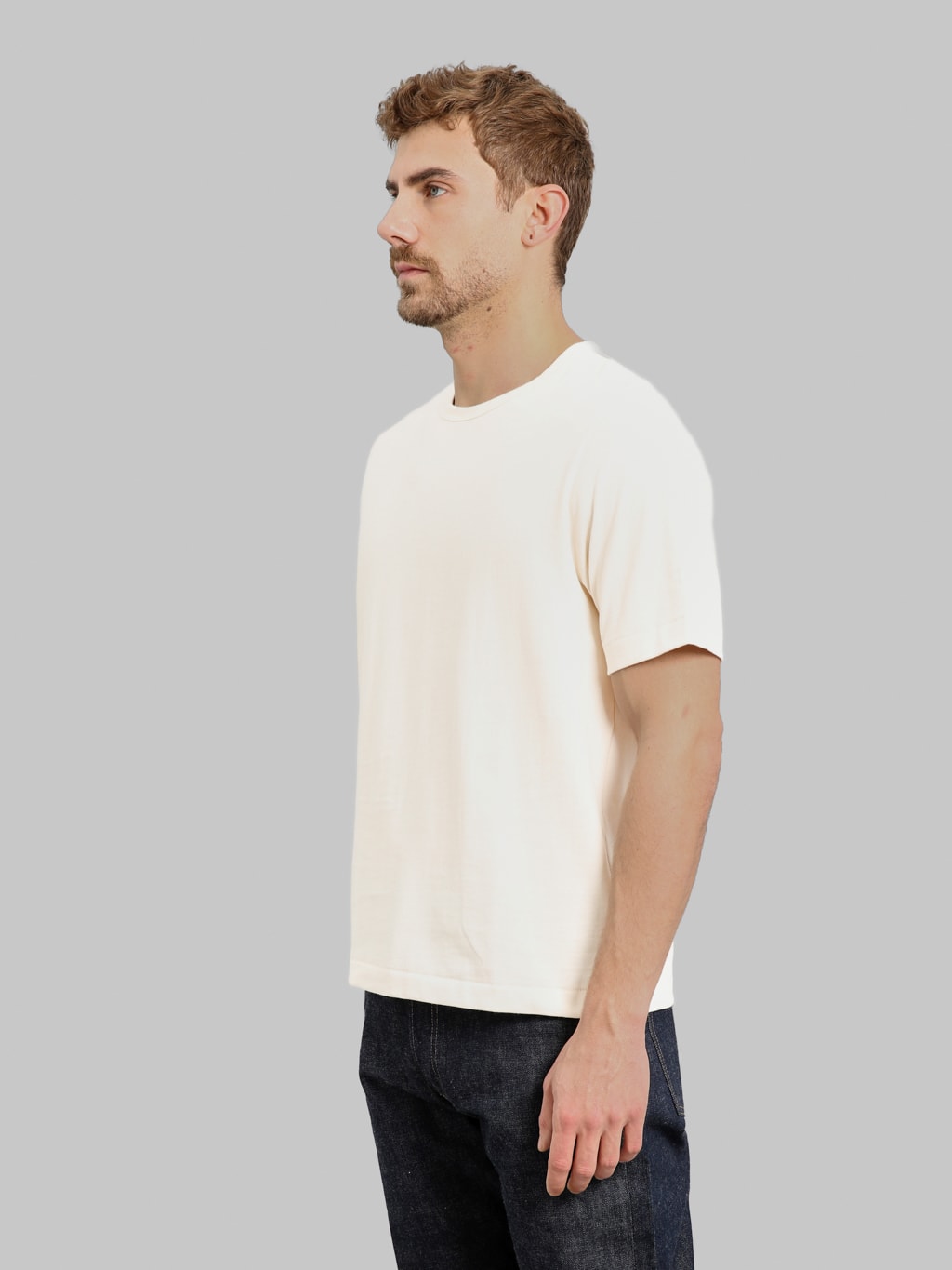 Merz b. Schwanen 2M15C Sturdy Jersey 6.8oz Crewneck Cropped Classic Fit T-Shirt Nature