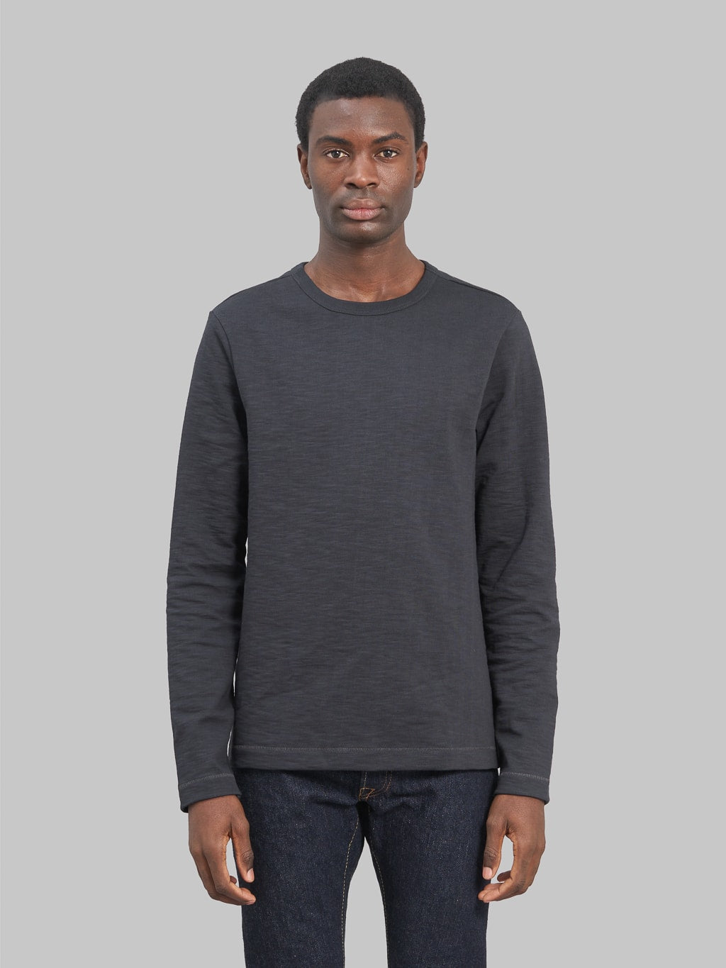 merz b schwanen 2s18 super heavyweight long sleeve loopwheeled tshirt charcoal fit