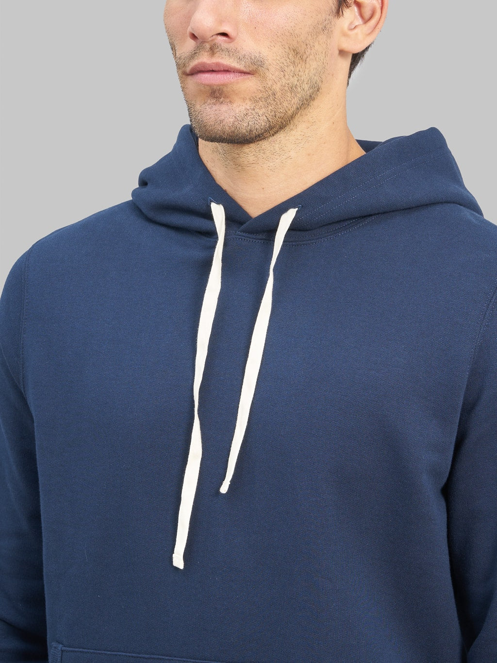 Merz b schwanen loopwheeled hoodie ink blue chest fabric