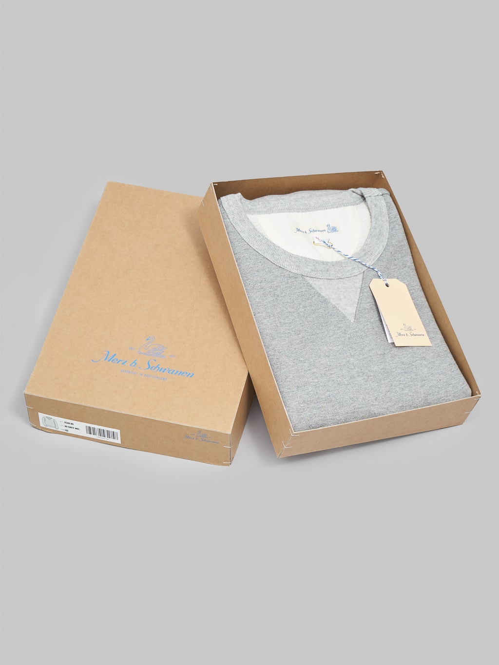Merz b schwanen loopwheeled sweatshirt heavy grey packaging box