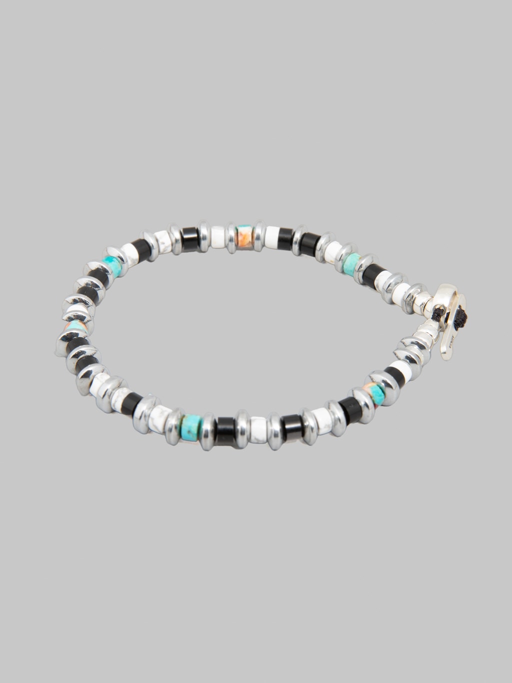 Mikia Hematite Roundel Bracelet Jet Turquoise