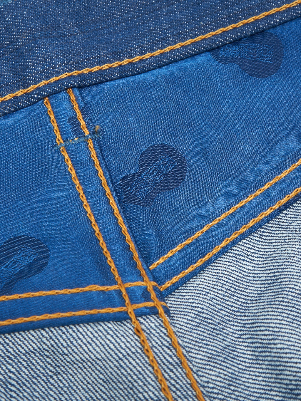 momotaro 0605 ai natural indigo dyed natural tapered denim jeans interior