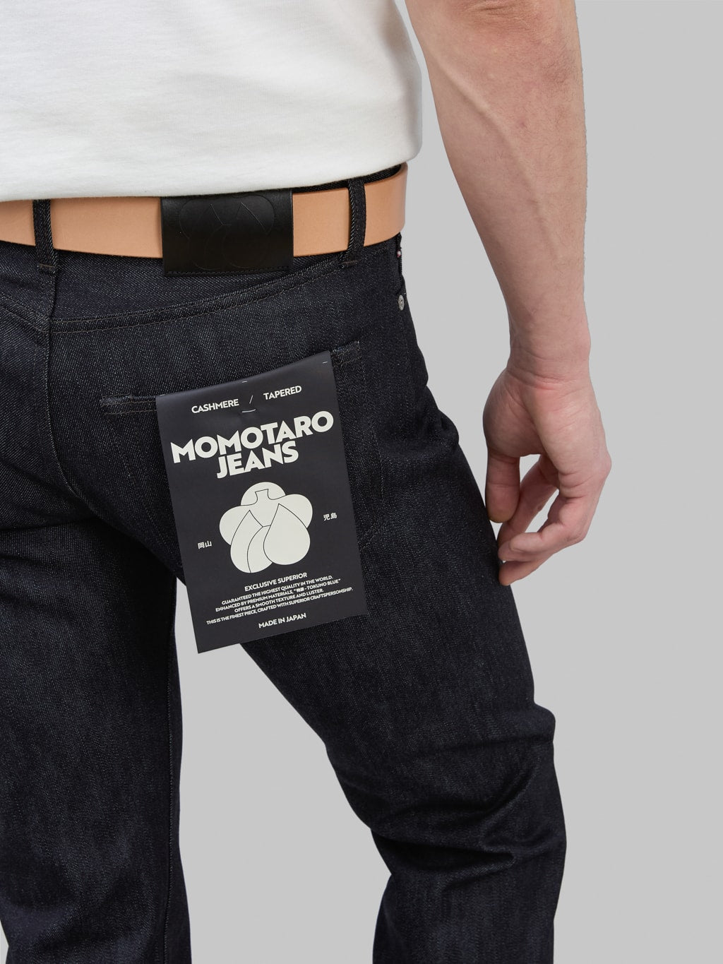 momotaro 200 cashmere straight selvedge jeans back pocket