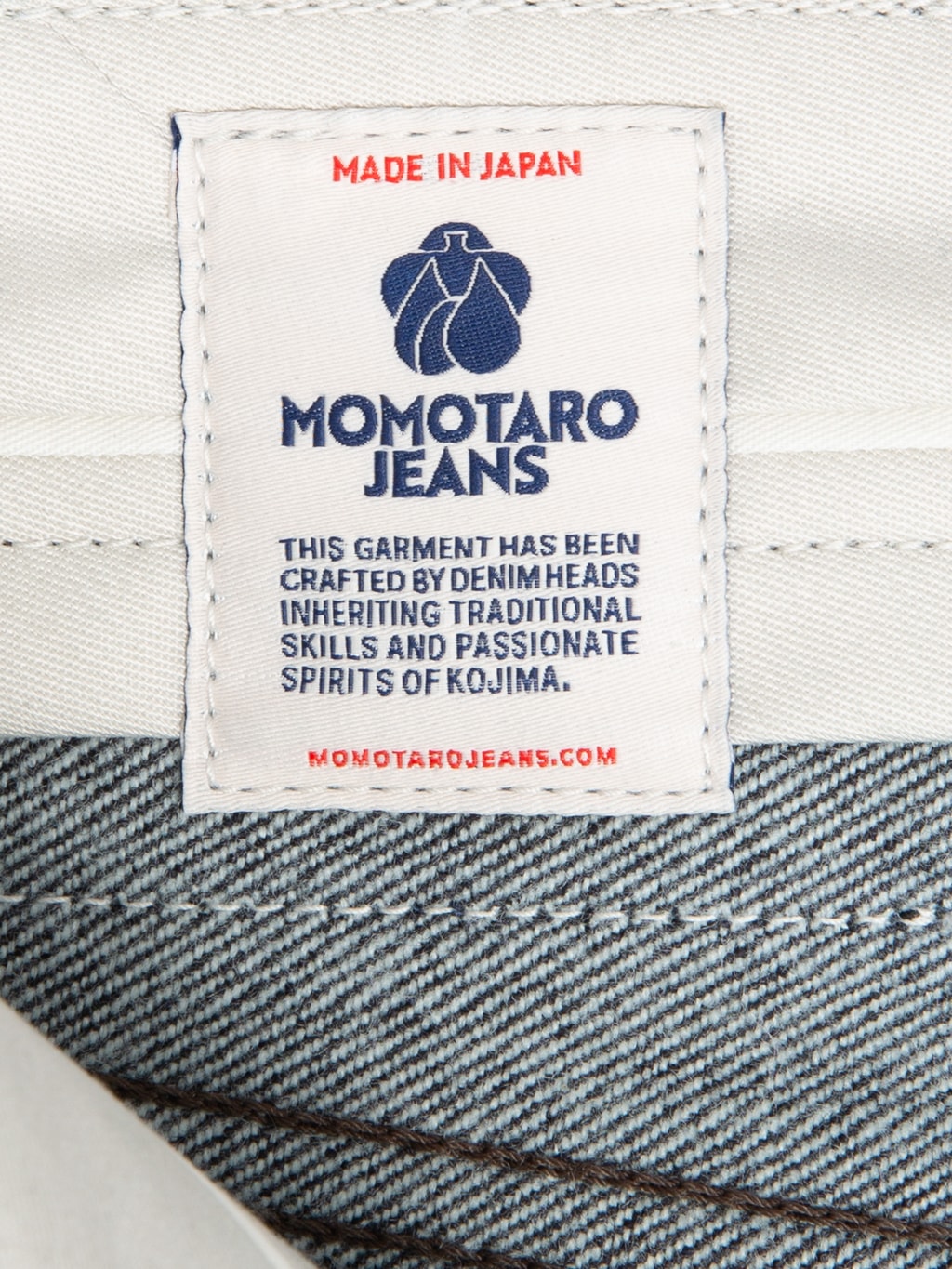 momotaro 200 cashmere straight selvedge jeans interior tag