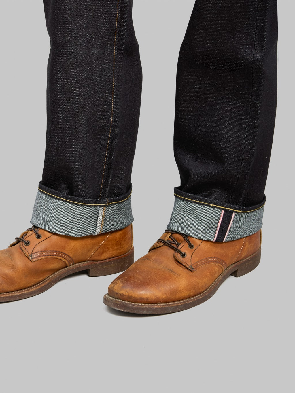 momotaro 100 standard straight selvedge jeans front inseam