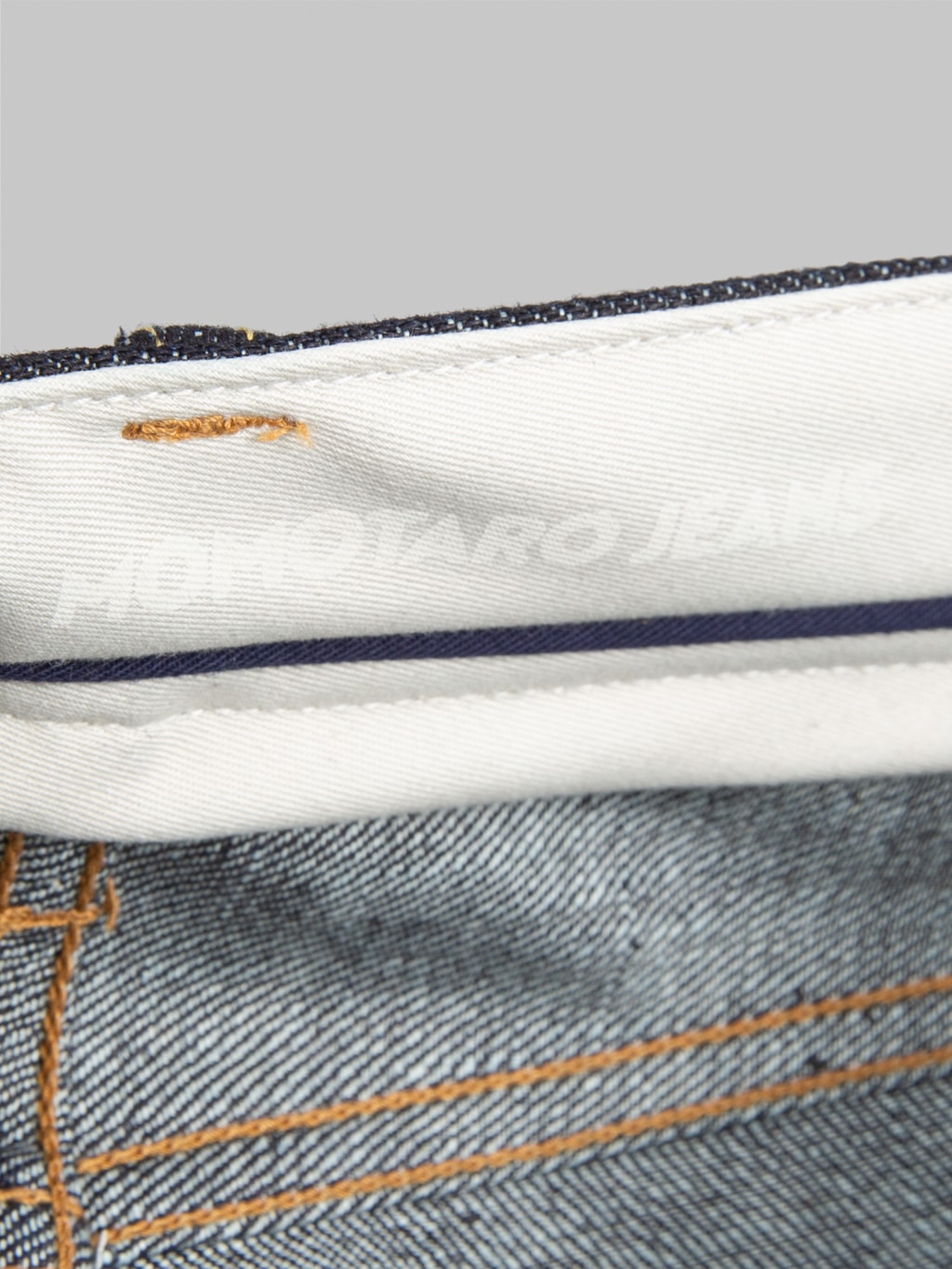 momotaro 200 standard tapered selvedge jeans closeup